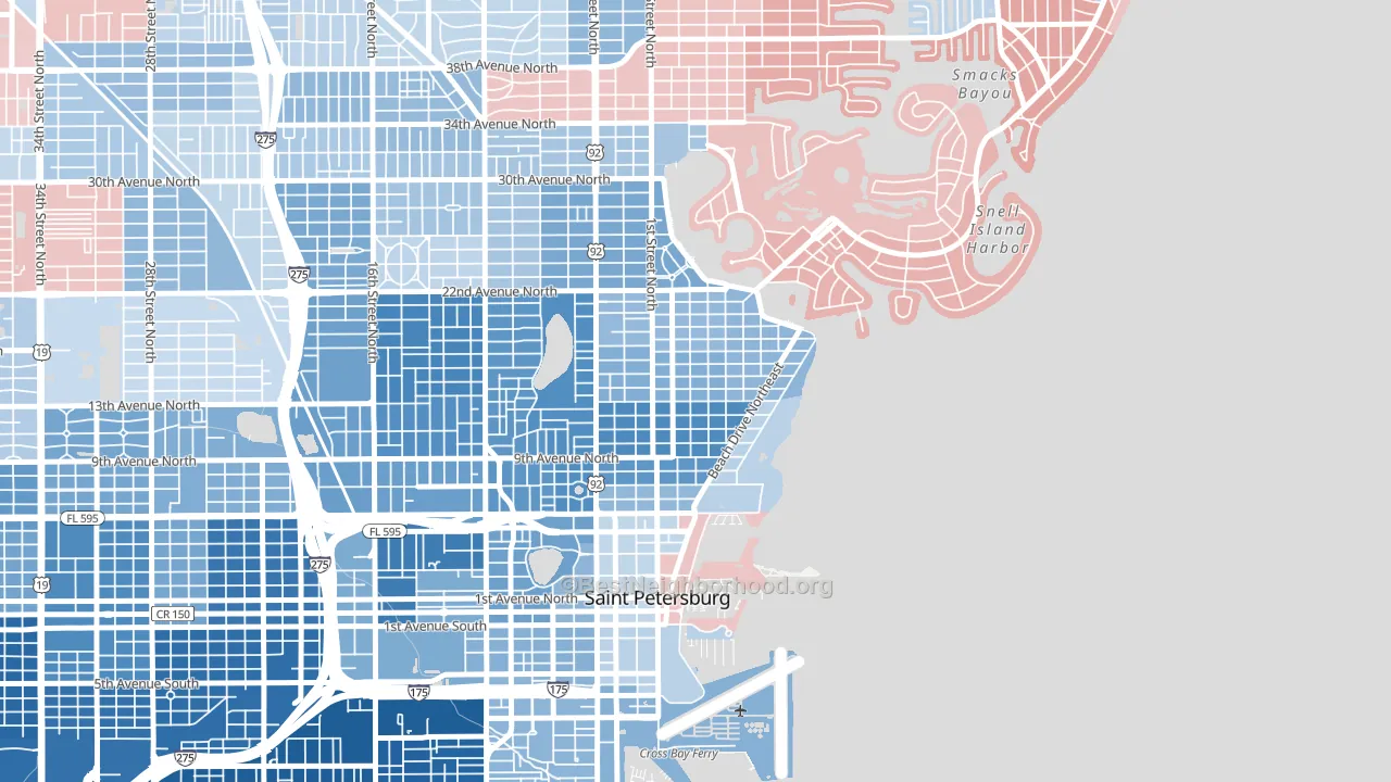 Historic Old Northeast, St. Petersburg, FL block-group political-lean map