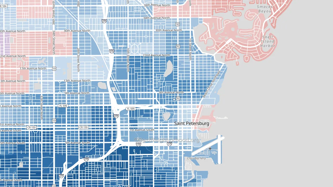Historic Uptown, St. Petersburg, FL block-group political-lean map