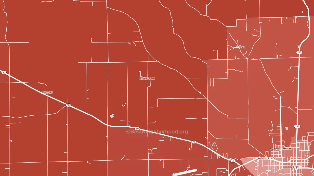 Hitchcock, IN block-group political-lean map
