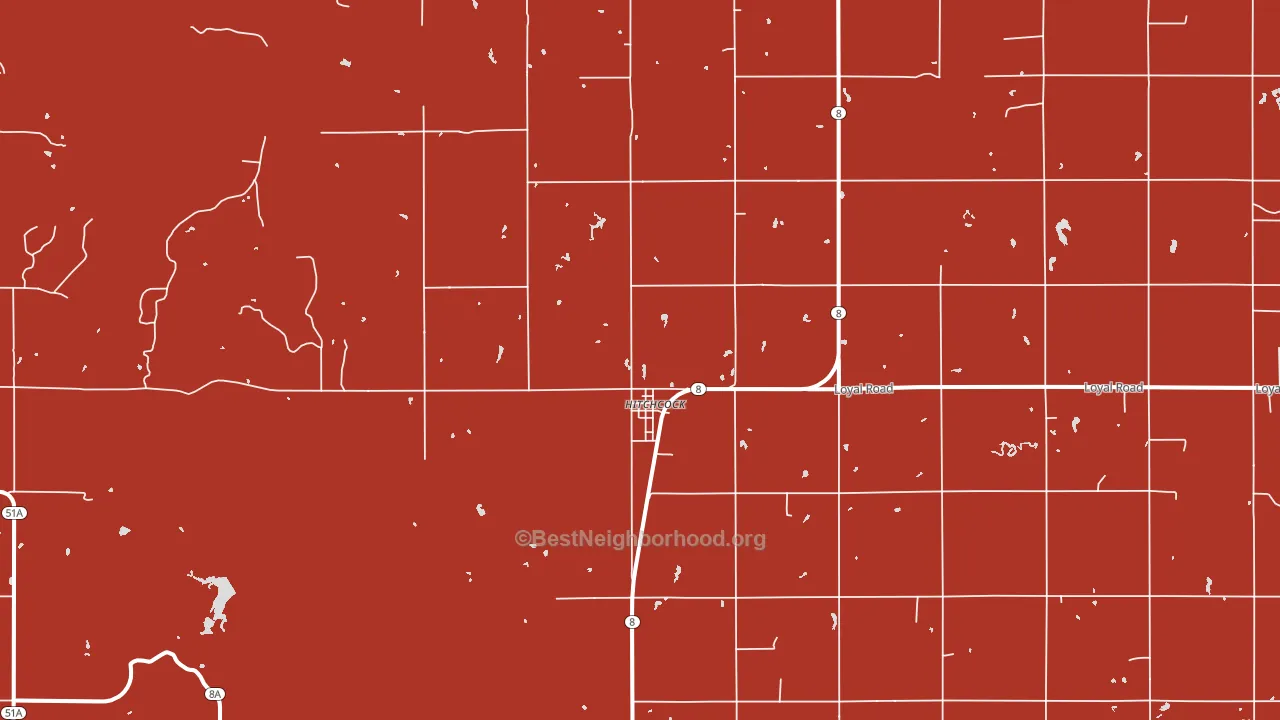 Hitchcock, OK block-group political-lean map