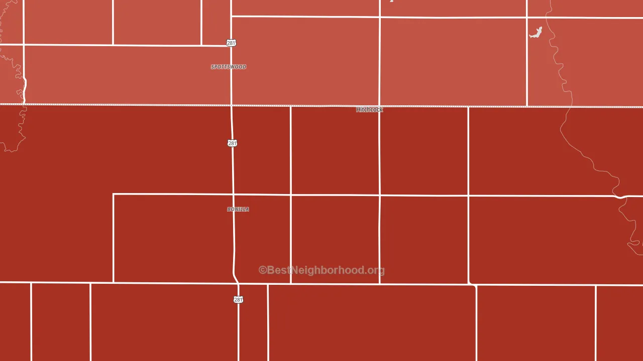 Hitchcock, SD block-group political-lean map
