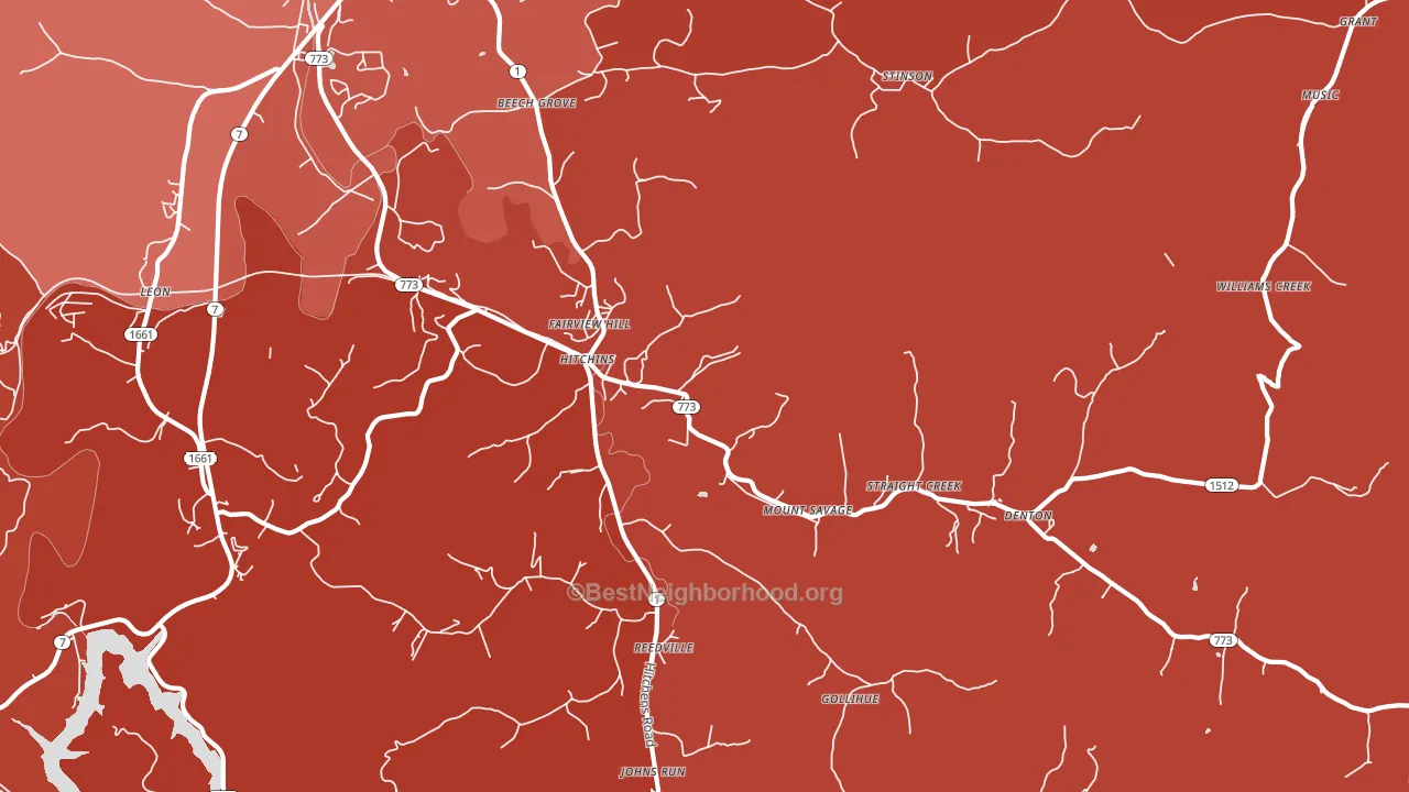 Hitchins, KY block-group political-lean map