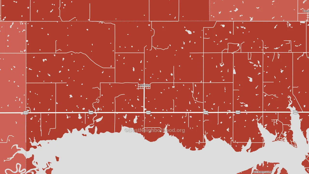 Hitchita, OK block-group political-lean map