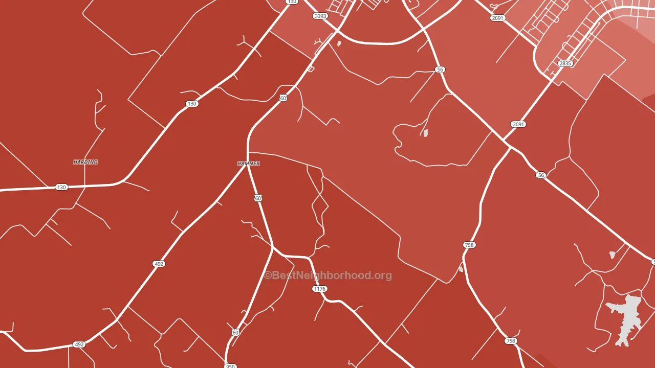Hitesville, KY block-group political-lean map