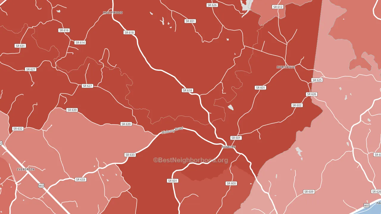 Hixburg, VA block-group political-lean map