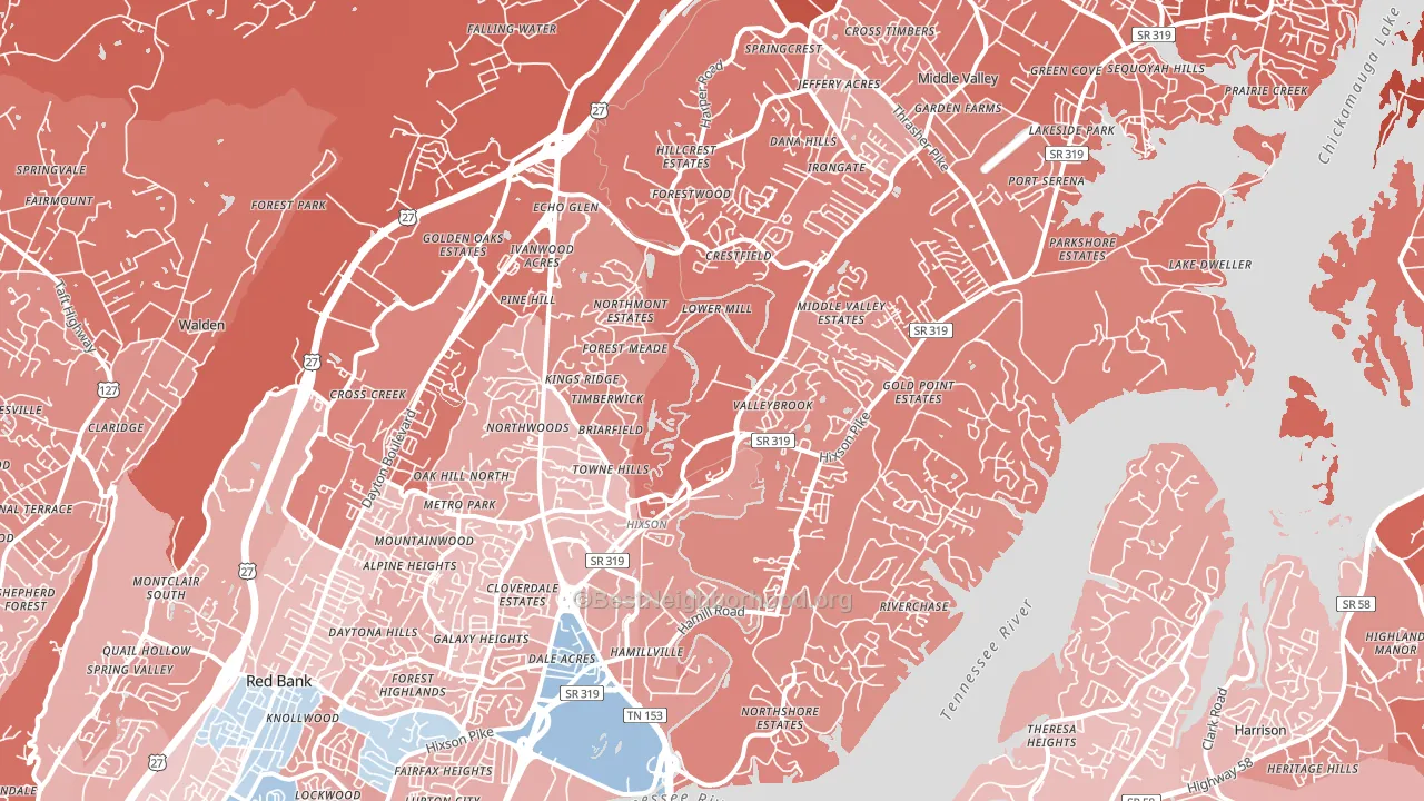 Hixson, TN block-group political-lean map