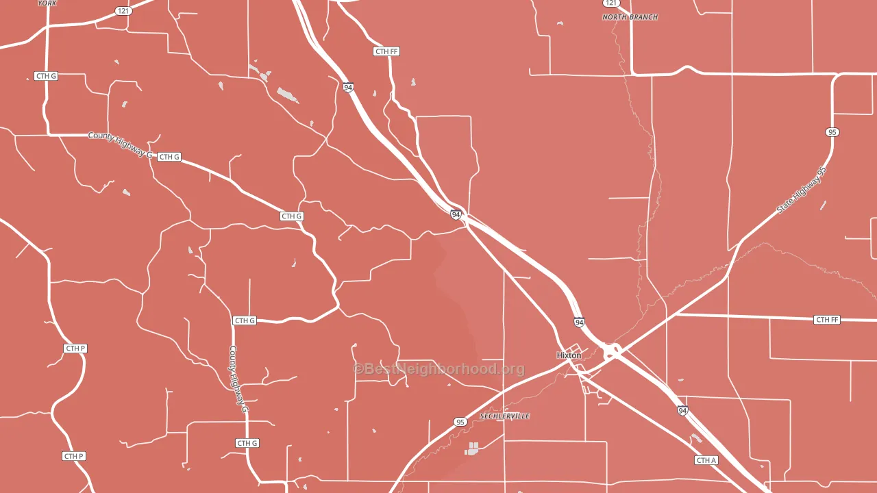 Hixton, WI block-group political-lean map