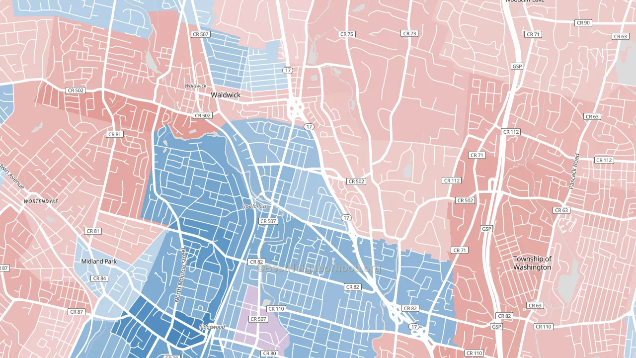 Ho-Ho-Kus, NJ block-group political-lean map