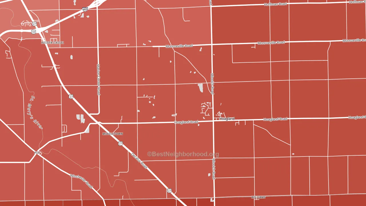 Hoagland, IN block-group political-lean map