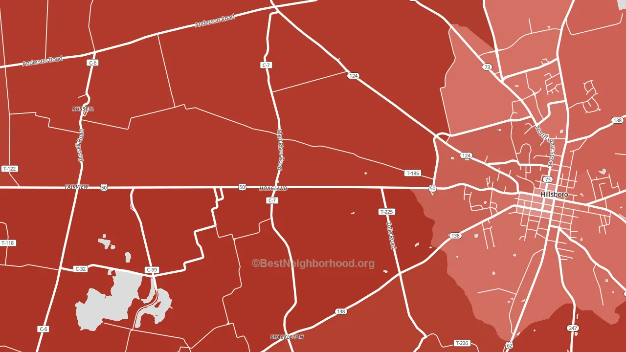 Hoagland, OH block-group political-lean map