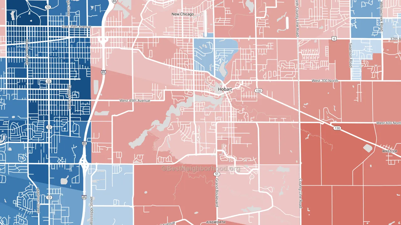 Hobart, IN block-group political-lean map