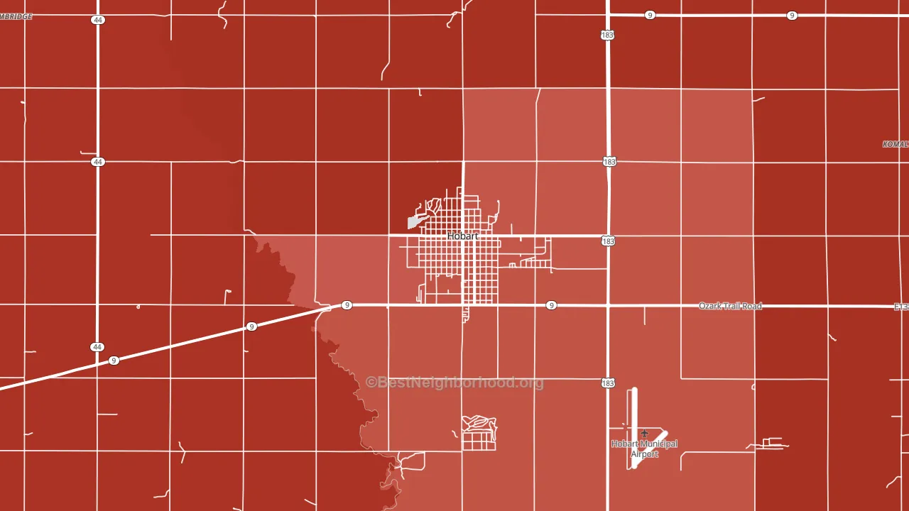 Hobart, OK block-group political-lean map