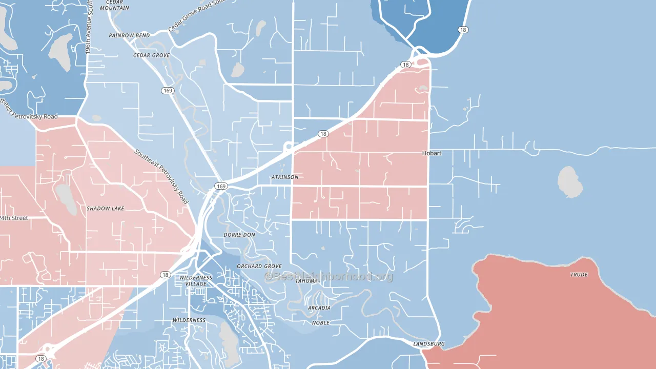 Hobart, WA block-group political-lean map