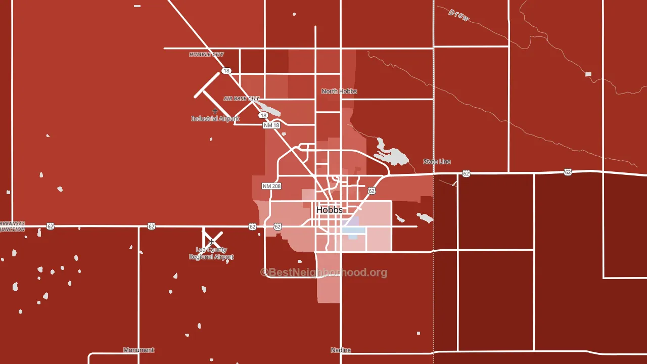 Hobbs, NM block-group political-lean map