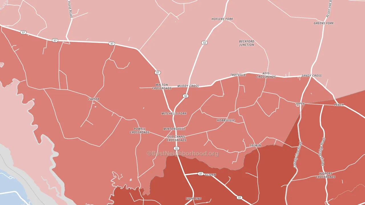 Hobbsville, NC block-group political-lean map
