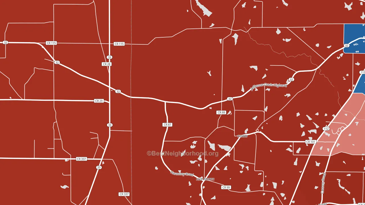 Hobby, GA block-group political-lean map