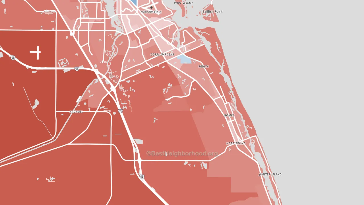 Hobe Sound, FL block-group political-lean map