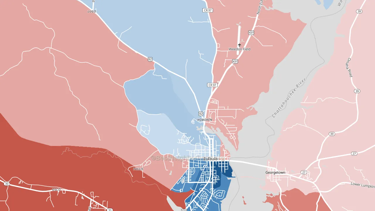 Hoboken, AL block-group political-lean map