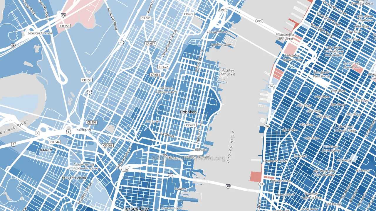 Hoboken, NJ block-group political-lean map