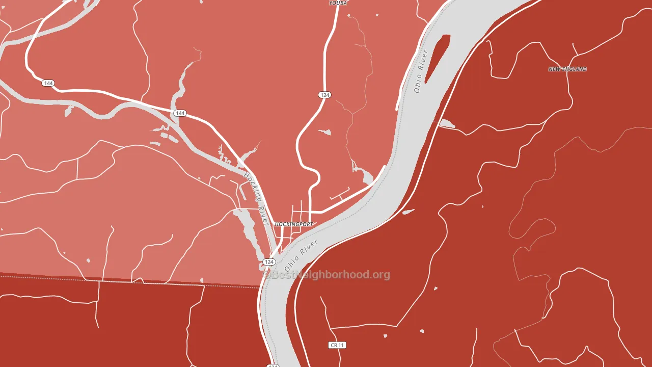 Hockingport, OH block-group political-lean map