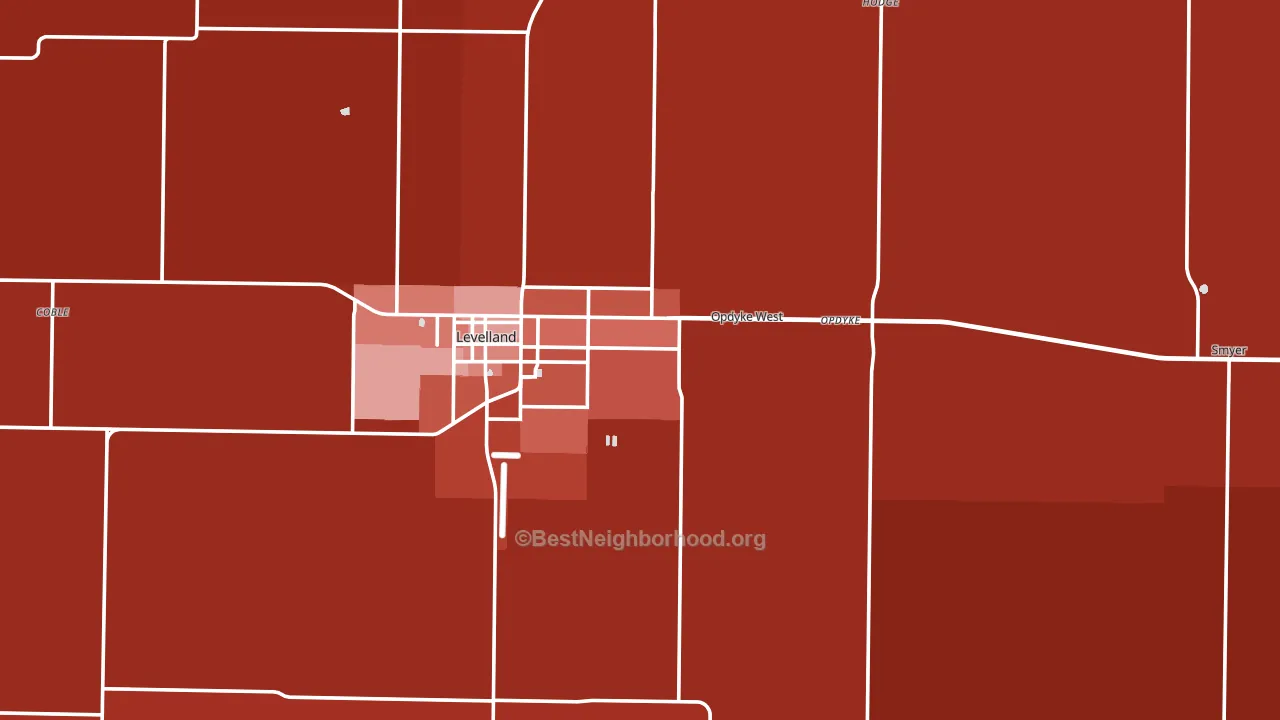 Hockley County, TX block-group political-lean map
