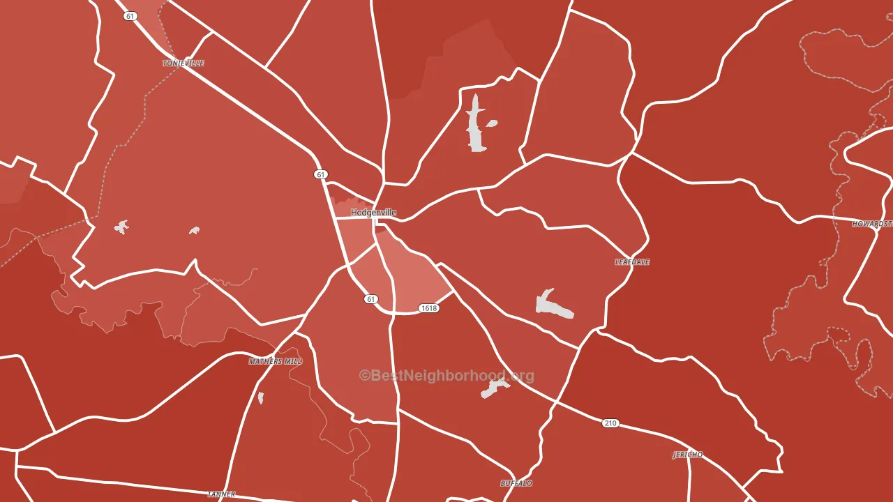 Hodgenville, KY block-group political-lean map