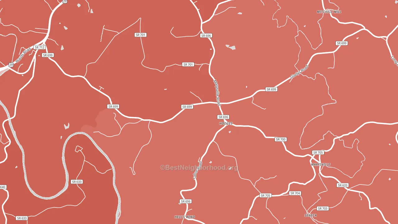 Hodges, VA block-group political-lean map