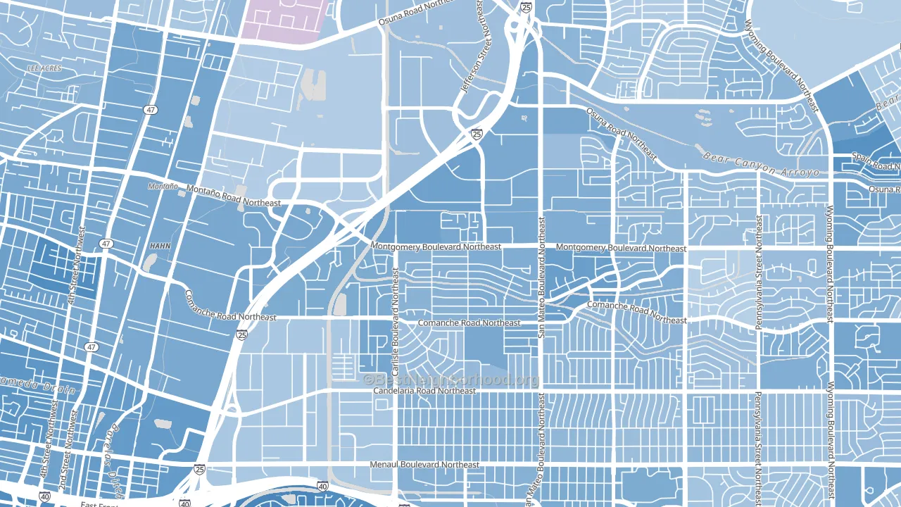 Hodgin, Albuquerque, NM block-group political-lean map