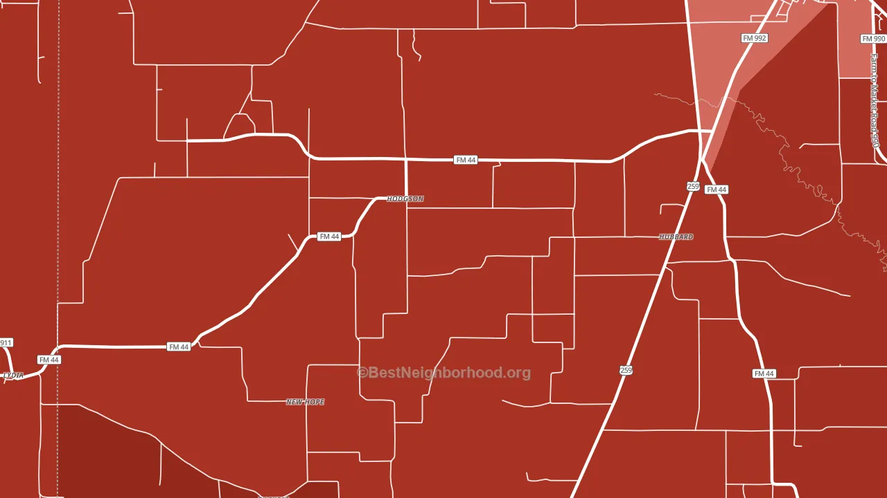 Hodgson, TX block-group political-lean map