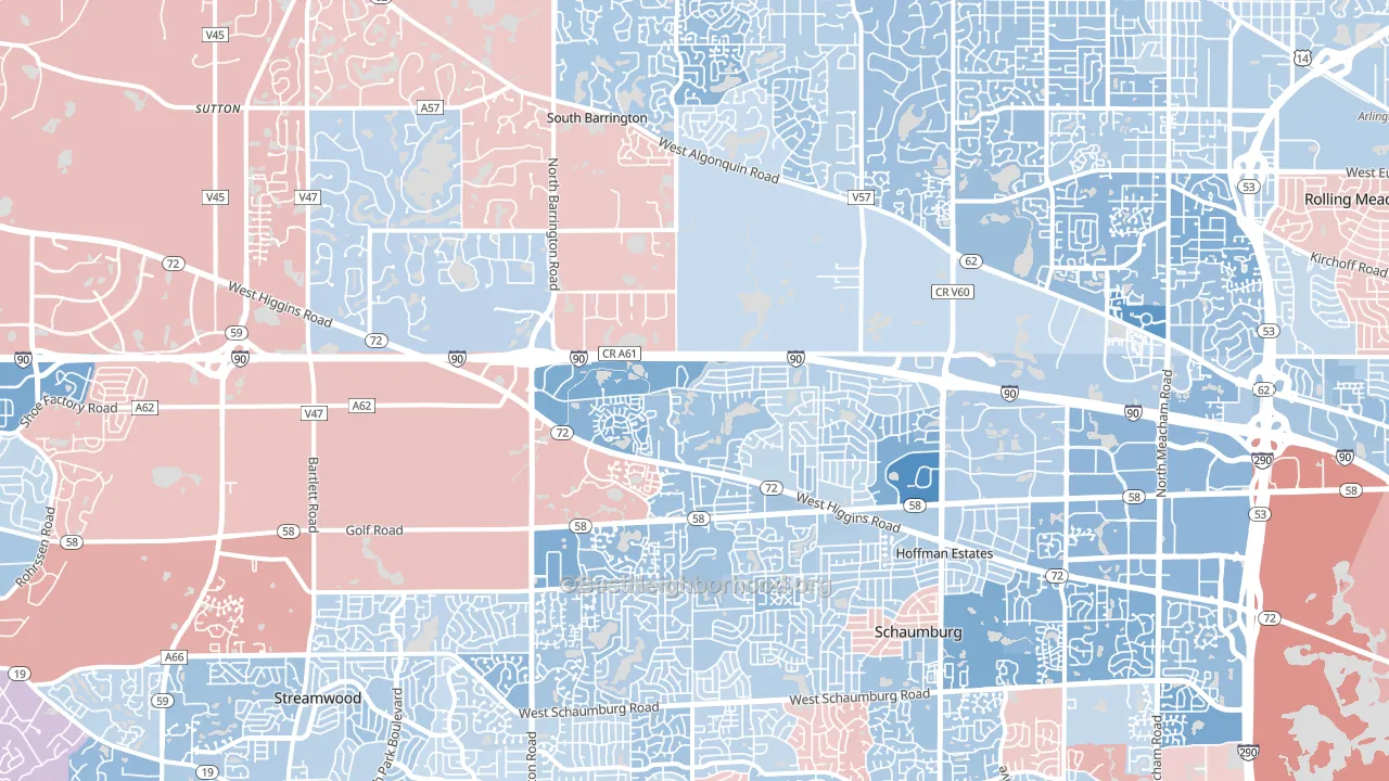 Hoffman Estates, IL block-group political-lean map