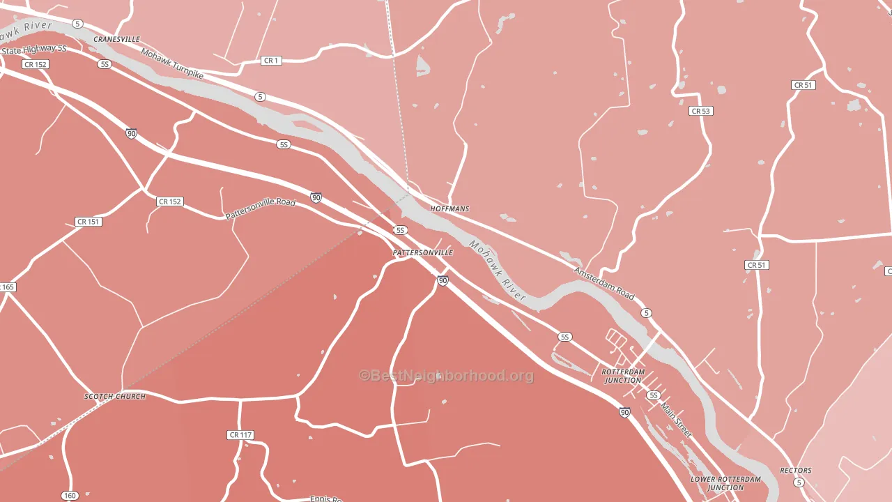 Hoffmans, NY block-group political-lean map
