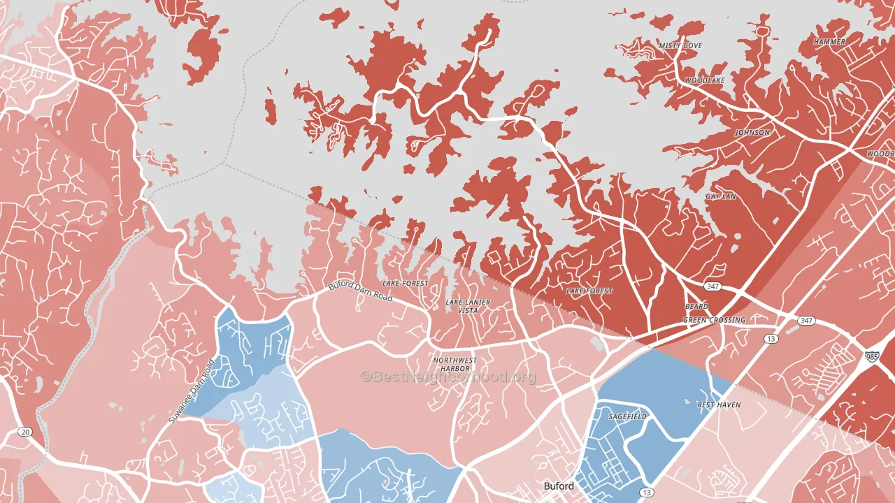 Hog Mountain, GA block-group political-lean map