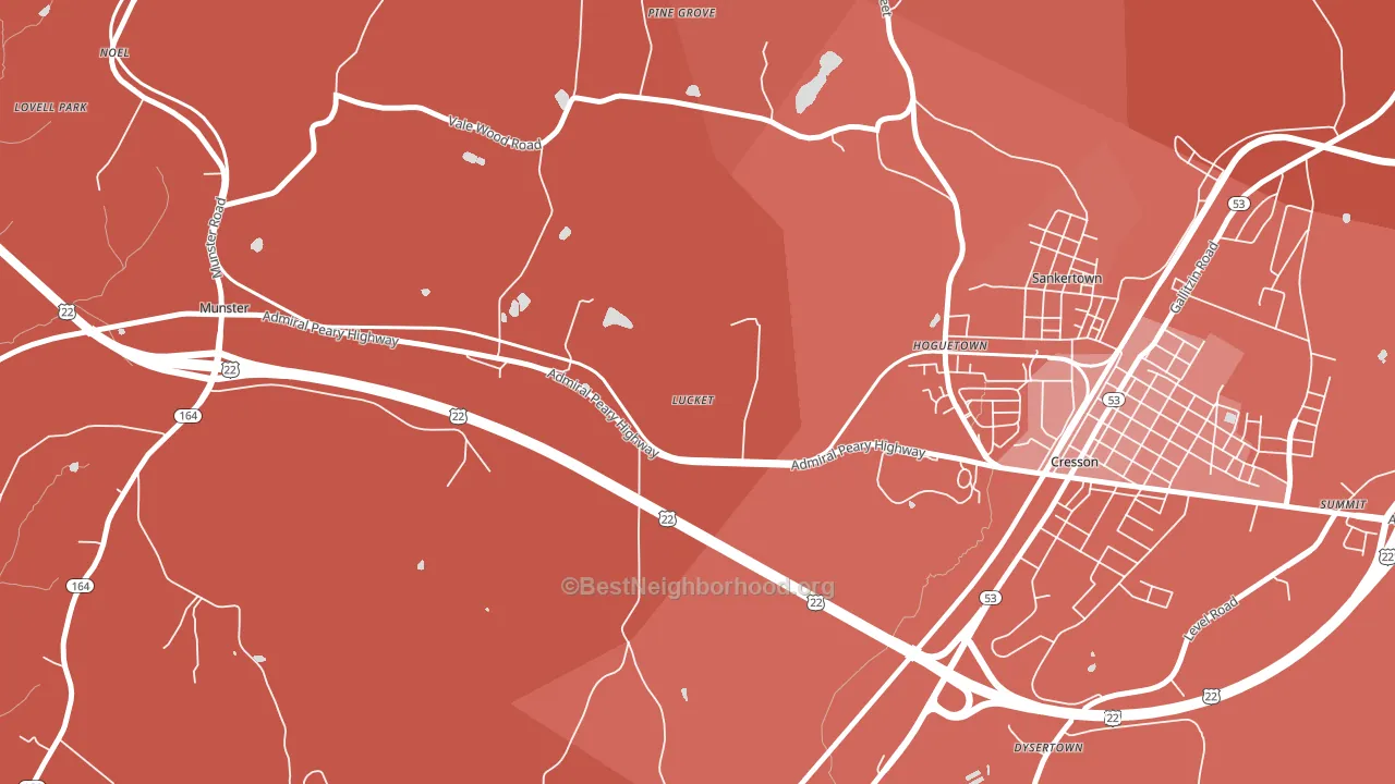Hoguetown, PA block-group political-lean map