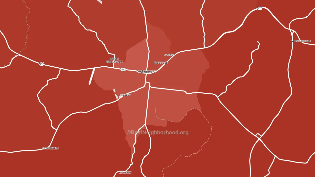 Hohenwald, TN block-group political-lean map
