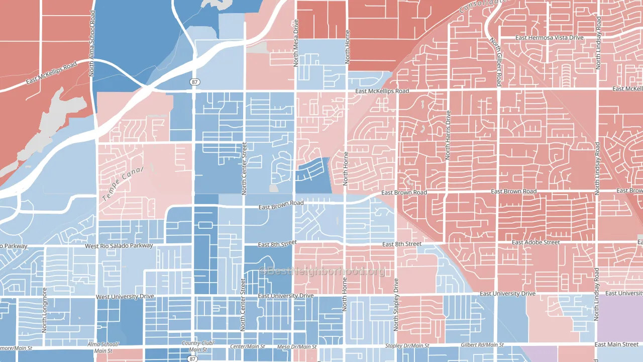 Hohokam Village, Mesa, AZ block-group political-lean map