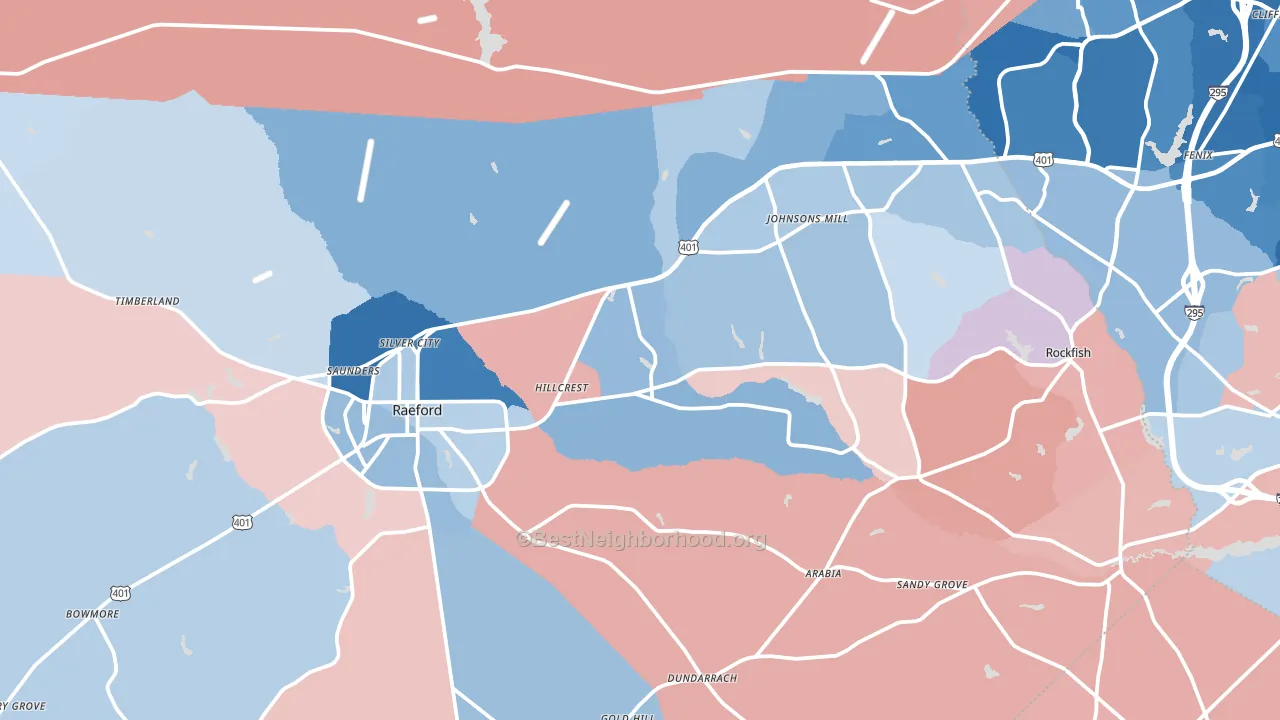 Hoke County, NC block-group political-lean map