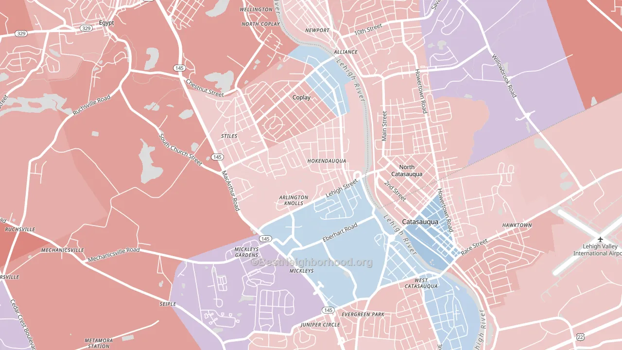 Hokendauqua, PA block-group political-lean map