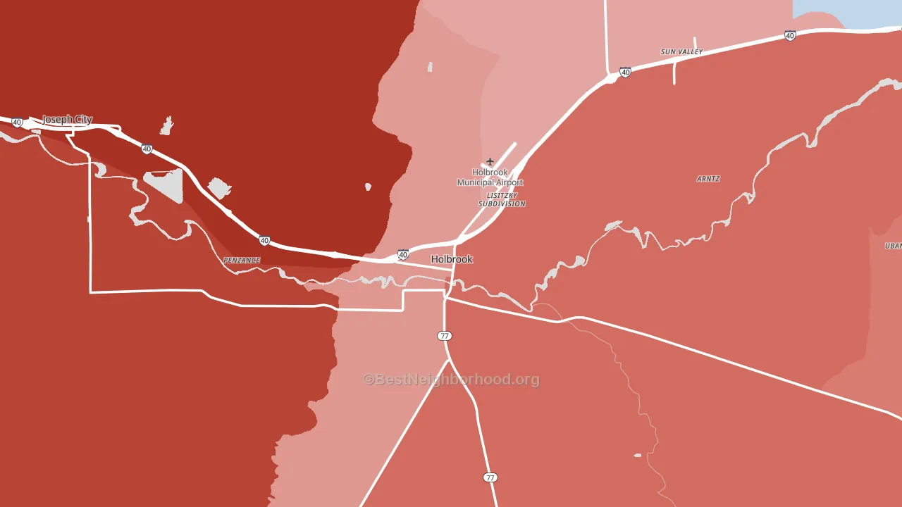 Holbrook, AZ block-group political-lean map