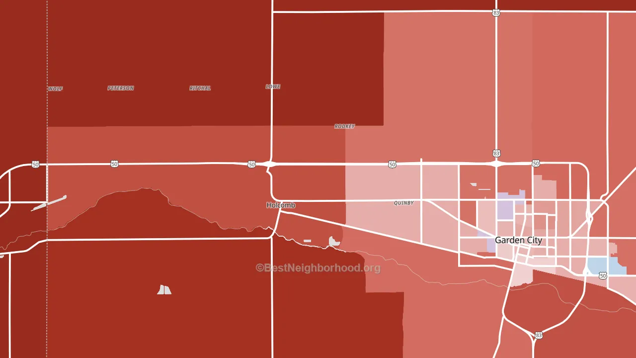 Holcomb, KS block-group political-lean map