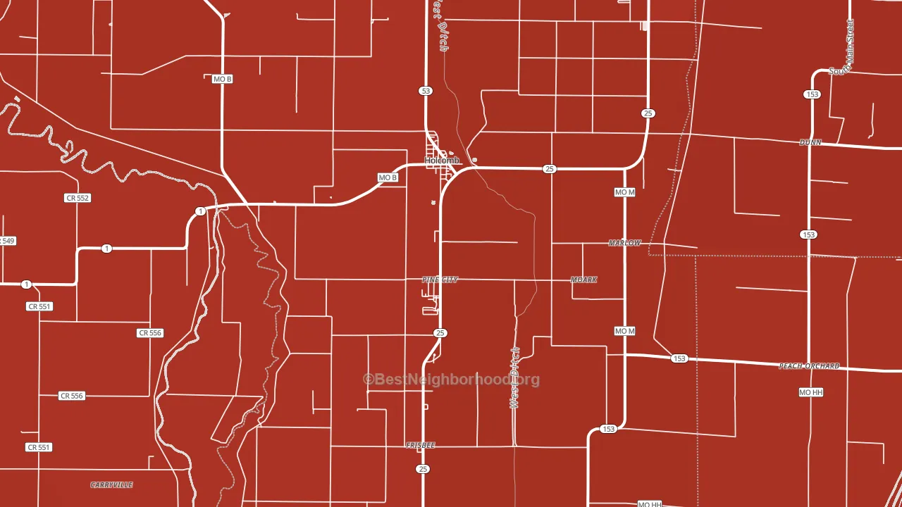 Holcomb, MO block-group political-lean map
