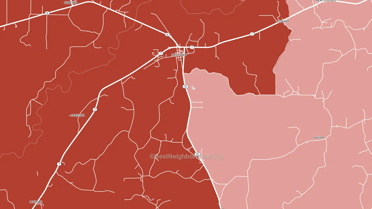 Holcomb, MS block-group political-lean map