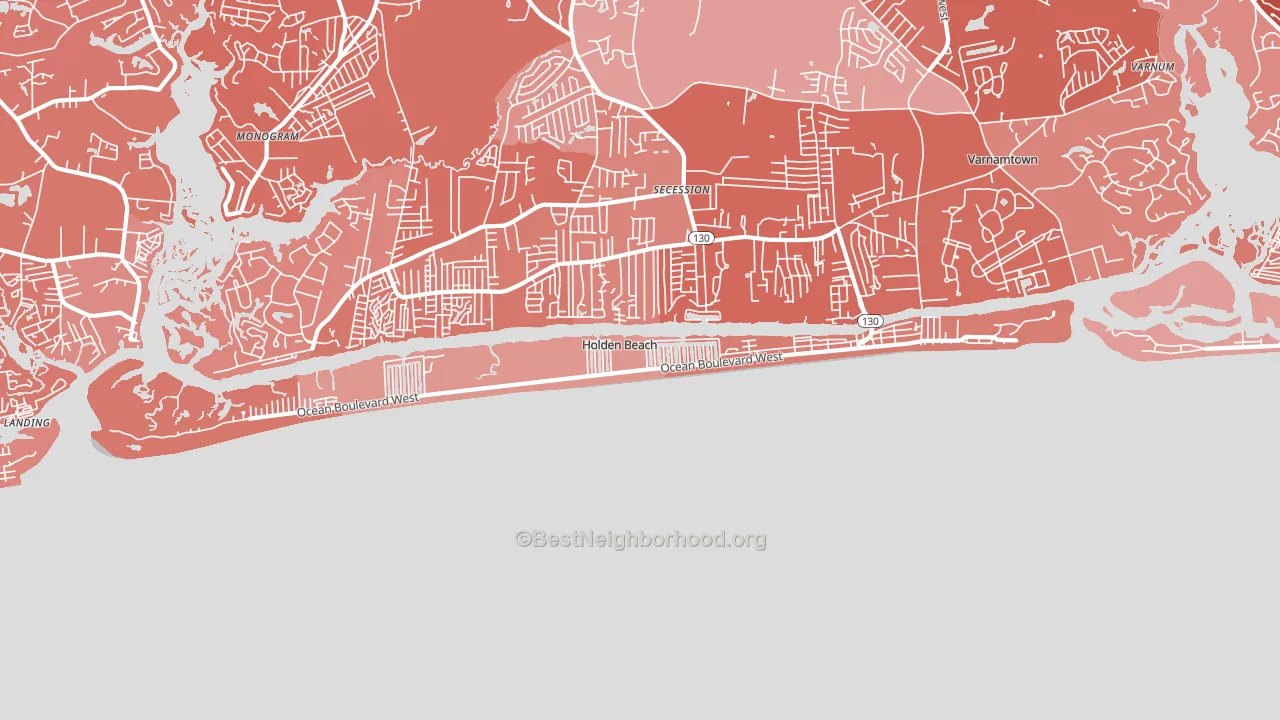 Holden Beach, NC block-group political-lean map