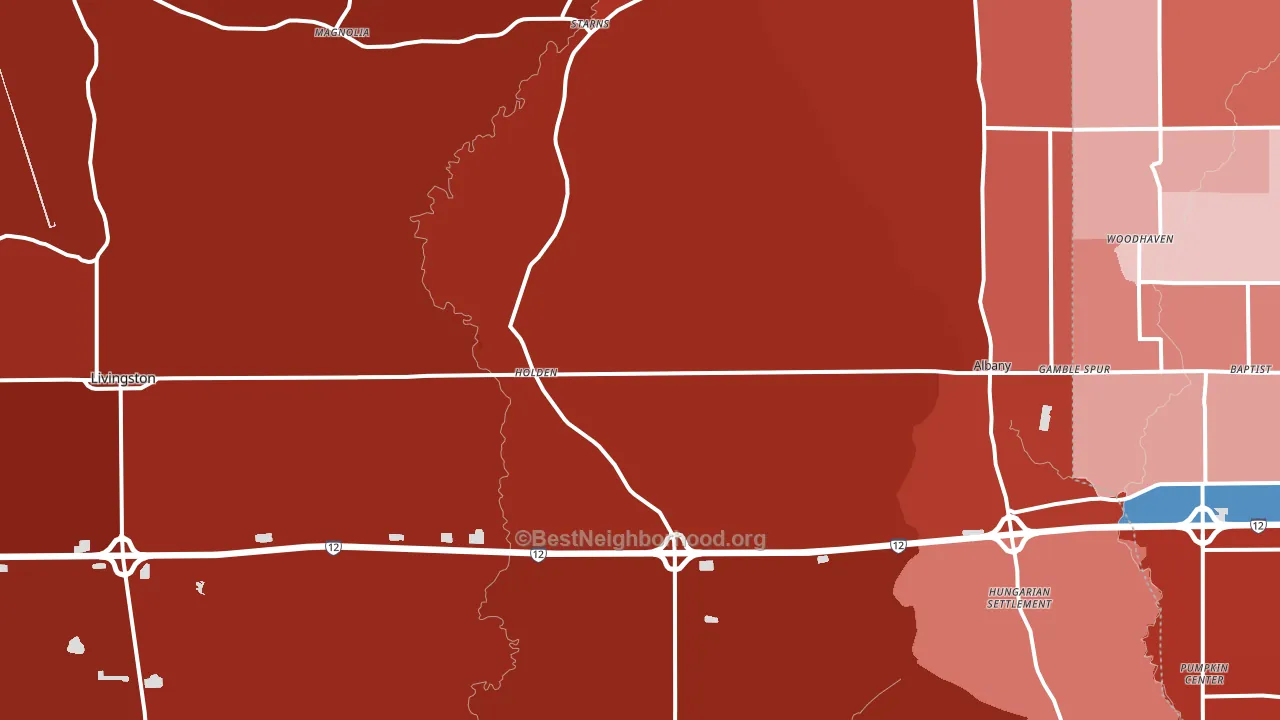 Holden, LA block-group political-lean map