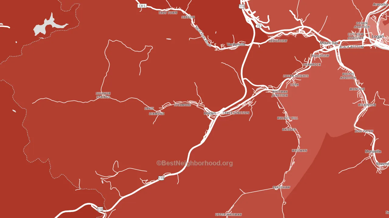 Holden, WV block-group political-lean map