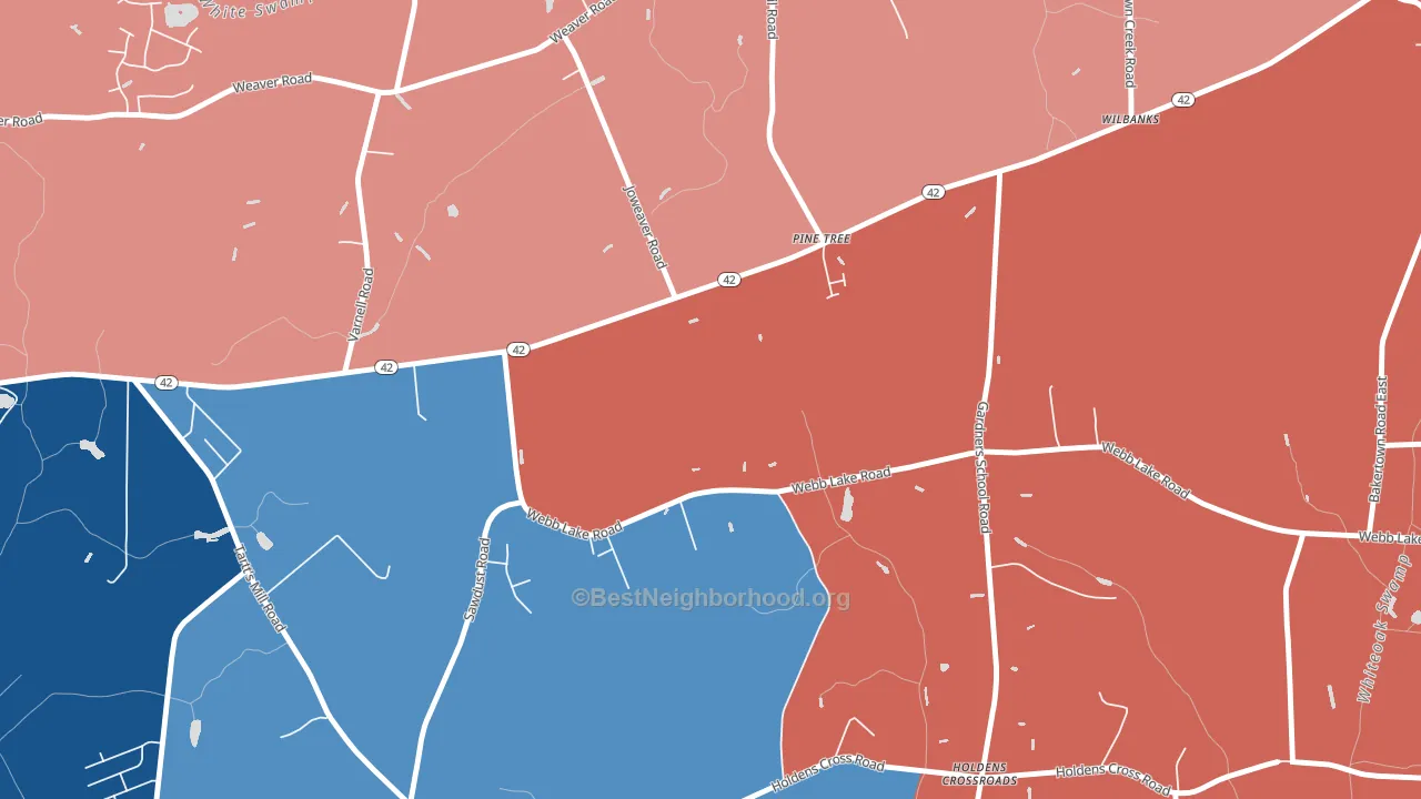 Holdens Crossroads, NC block-group political-lean map