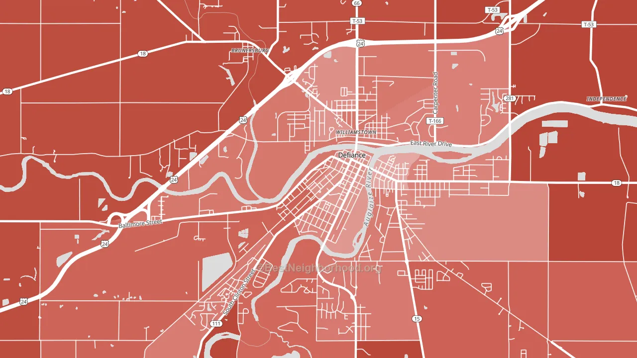 Holgate Avenue Historic District, Defiance, OH block-group political-lean map
