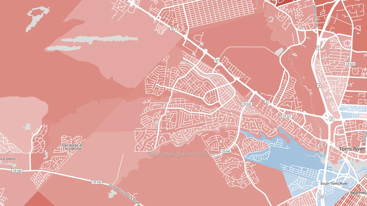 Holiday City-Berkeley, NJ block-group political-lean map