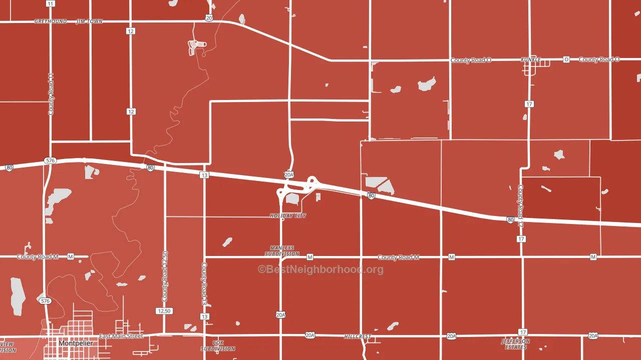 Holiday City, OH block-group political-lean map