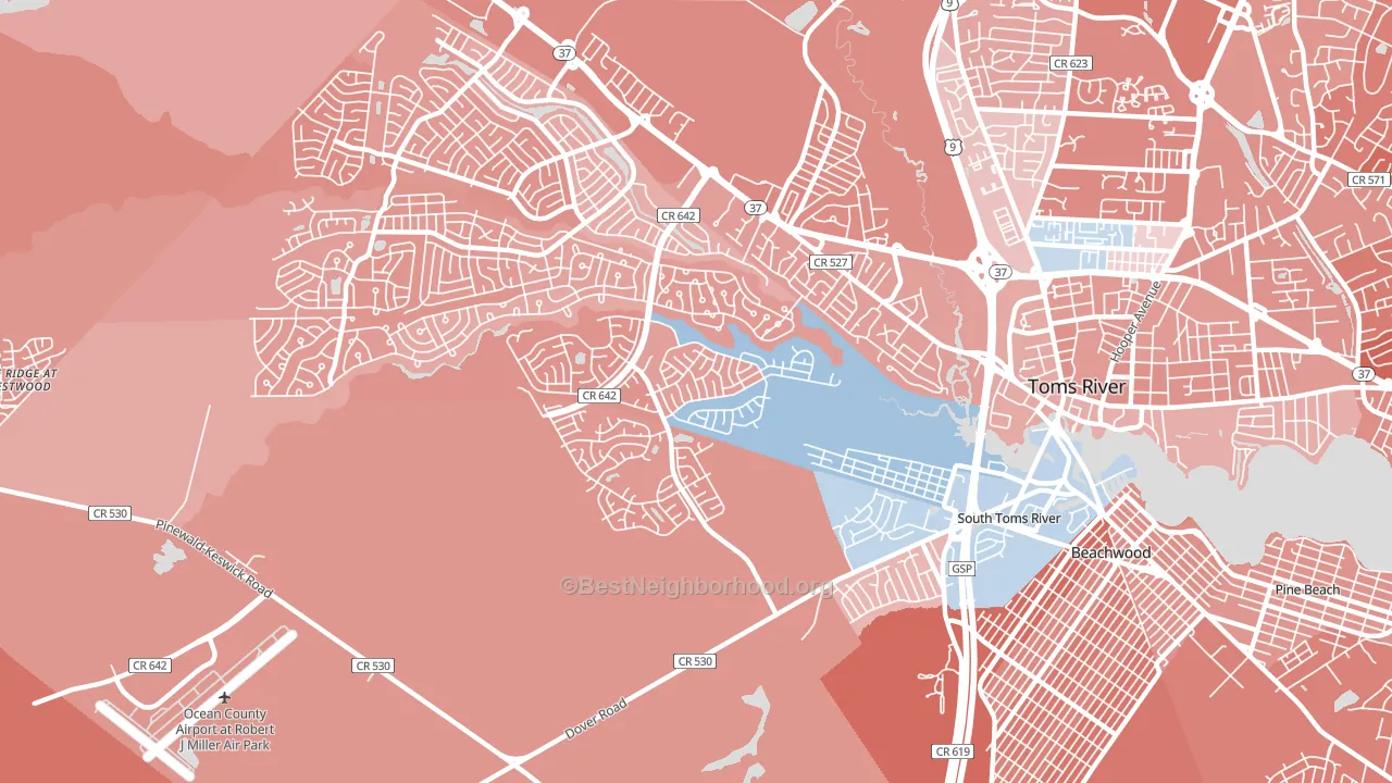 Holiday City South, NJ block-group political-lean map