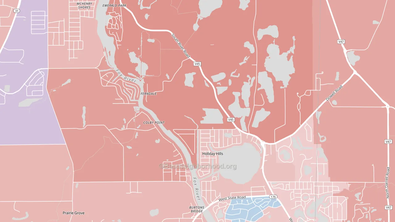 Holiday Hills, IL block-group political-lean map